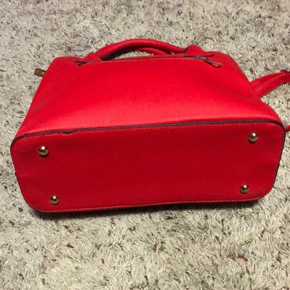 Red Leather satchel handbag with longstrap - Picture 6 of 7